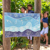 outdoor banner featuring Indigenous migrating turtles